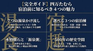 【完全ガイド】四万たむら 宿泊前に知るべき4つの魅力（7つの源泉かけ流し・選べる3つの宿泊棟・本格懐石と源泉粥・500年の歴史空間）
